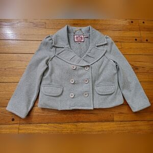 Juicy Couture Gray Double- Breasted notched collar cropped jacket Y2K